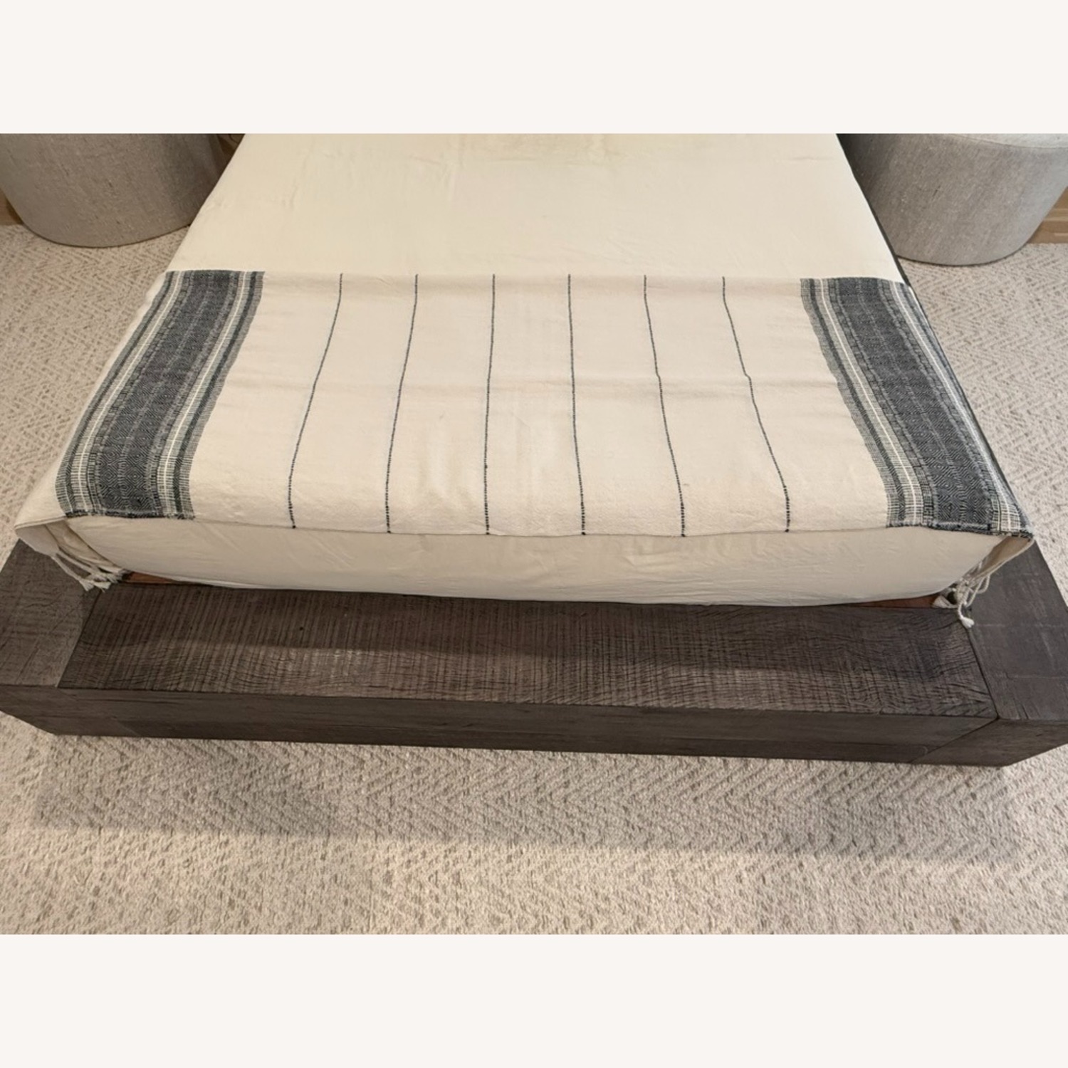 Restoration Hardware Light Gray Wood Queen Bed - image-3