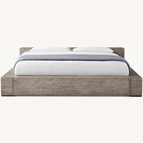 Used Restoration Hardware Light Gray Wood Queen Bed for sale on AptDeco