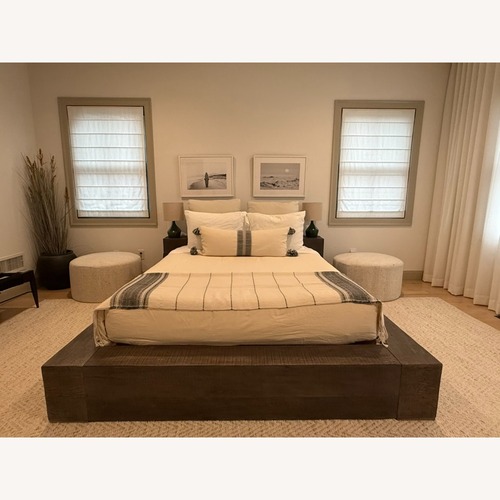 Used Restoration Hardware Light Gray Wood Queen Bed for sale on AptDeco