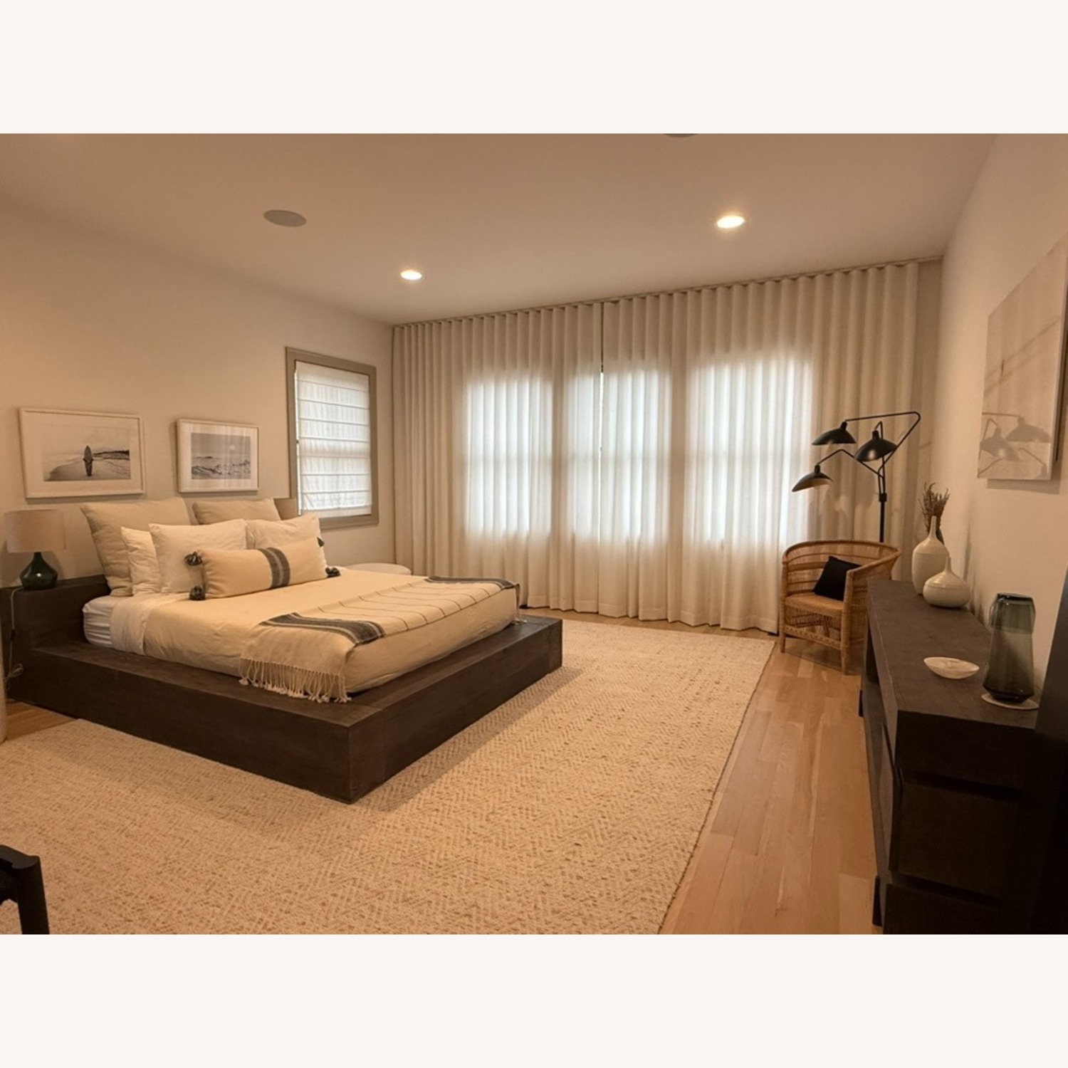 Restoration Hardware Light Gray Wood Queen Bed - image-2