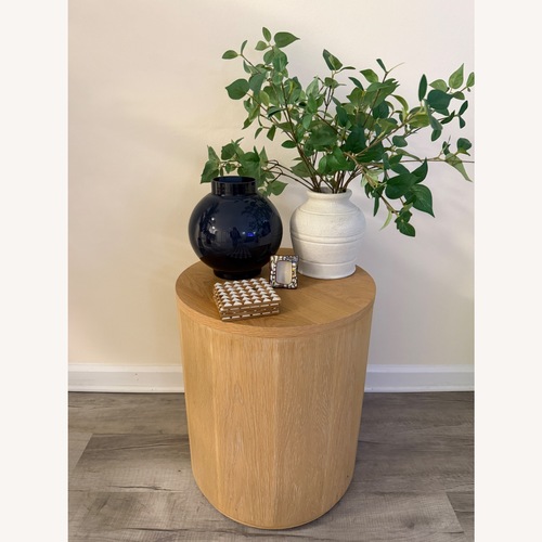 Used Round Solid Wood Side Table for sale on AptDeco