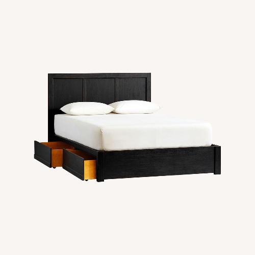 Used Pottery Barn Tacoma Black Wood King Storage Bed for sale on AptDeco