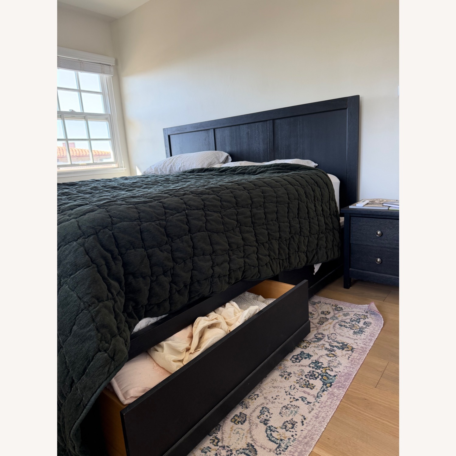 Pottery Barn Tacoma Black Wood King Storage Bed - image-1