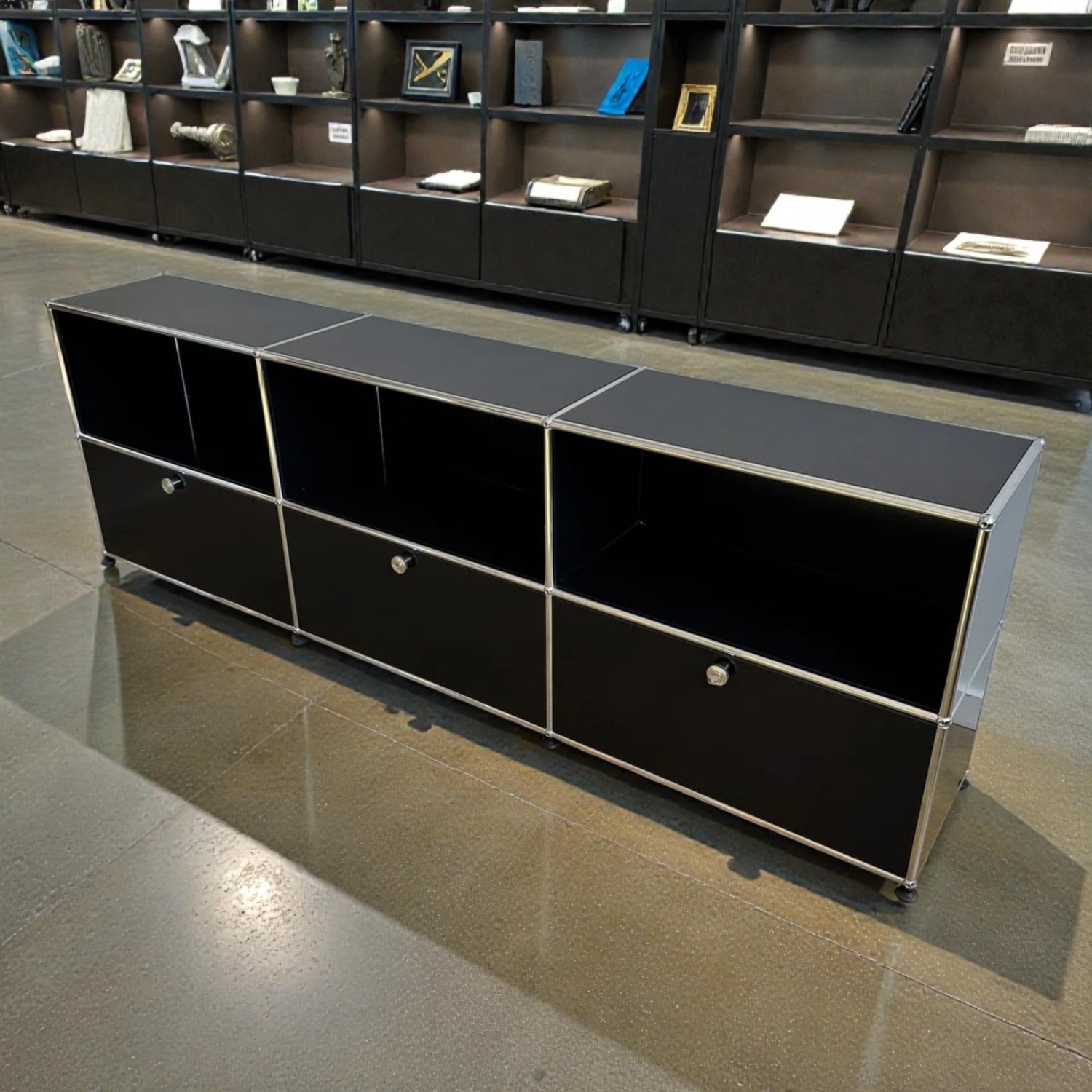 Authentic 1960s USM Haller 3x2 Media Console Black - image-6