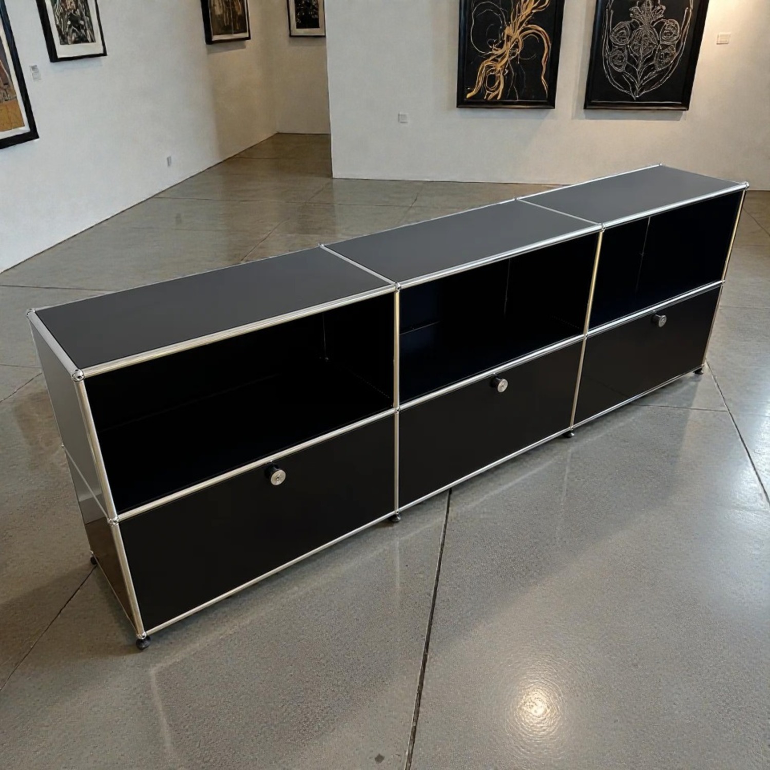 Authentic 1960s USM Haller 3x2 Media Console Black - image-8