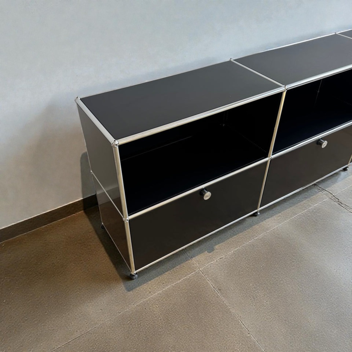 Authentic 1960s USM Haller 3x2 Media Console Black - image-3