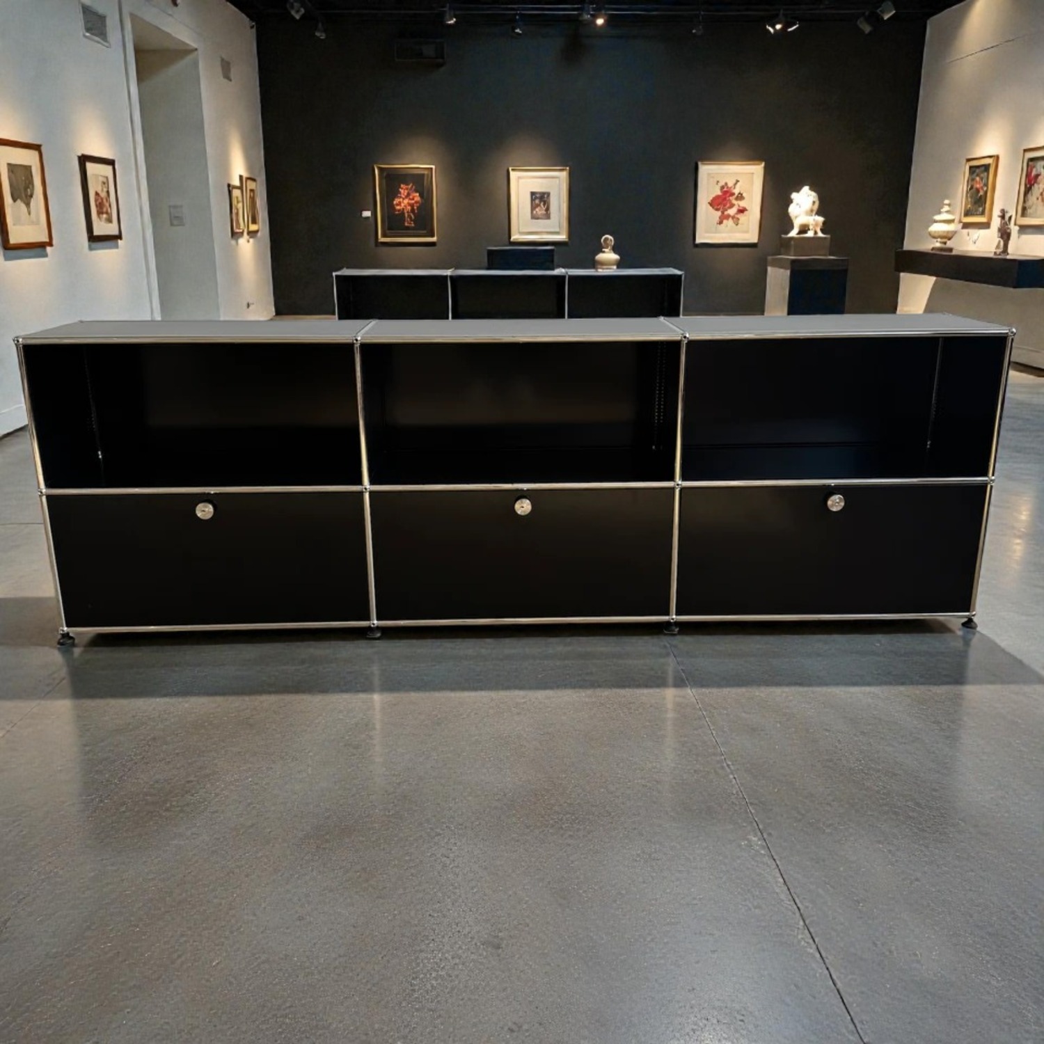 Authentic 1960s USM Haller 3x2 Media Console Black - image-1