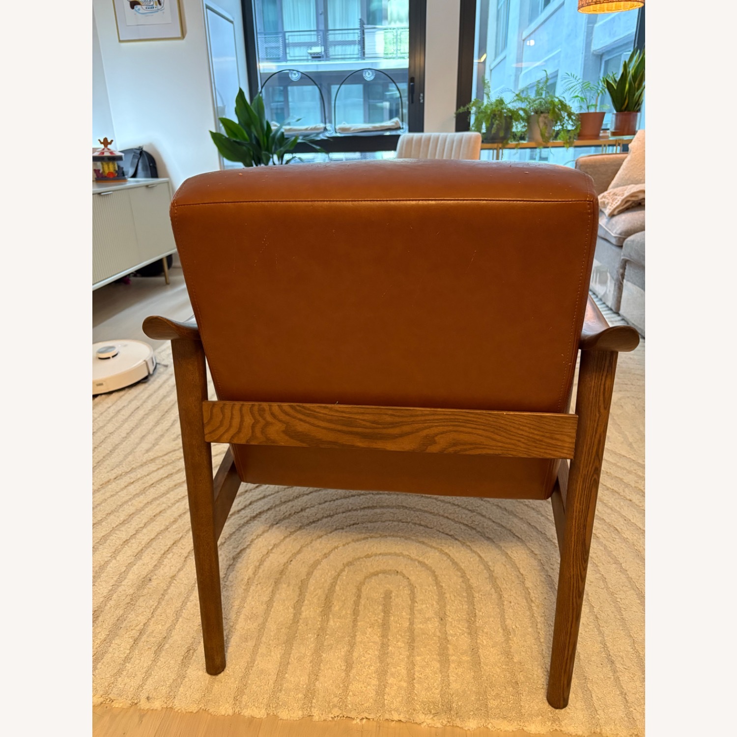 West Elm Mid-Century Leather Show Wood Chair - image-6