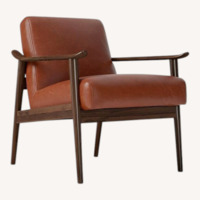 West Elm Mid-Century Leather Show Wood Chair