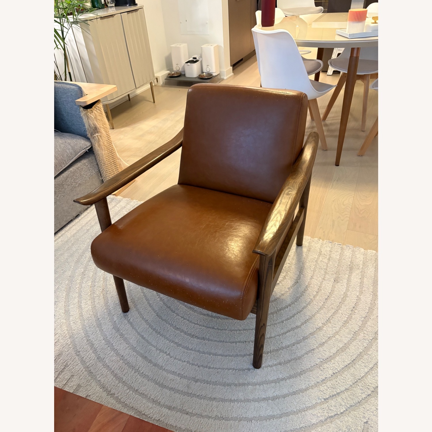 West Elm Mid-Century Leather Show Wood Chair - image-1