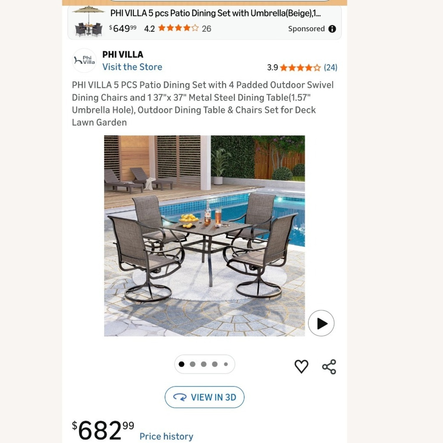 Amazon Light Gray Metal Patio Furniture - image-3