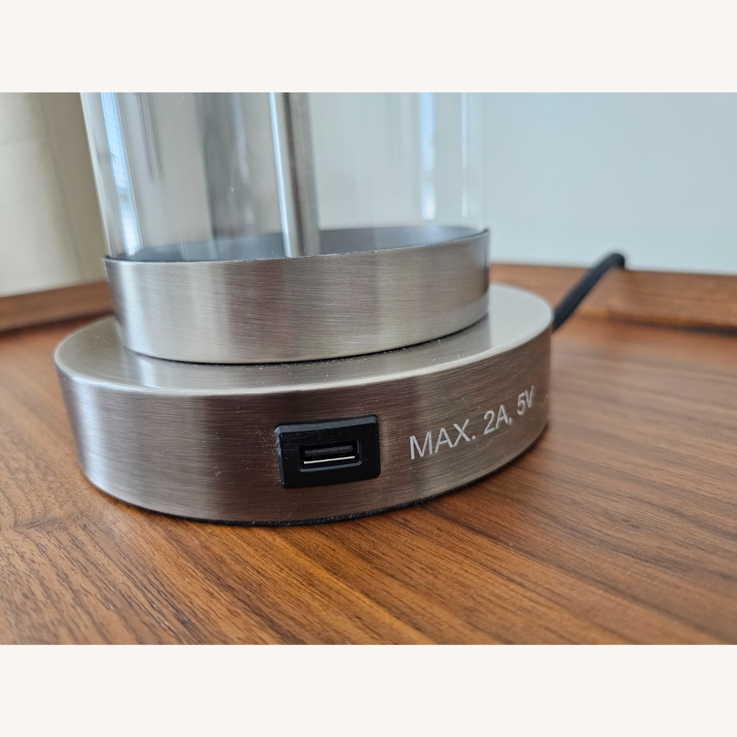 Crate & Barrel Nickel Glass Table Lamp - image-3