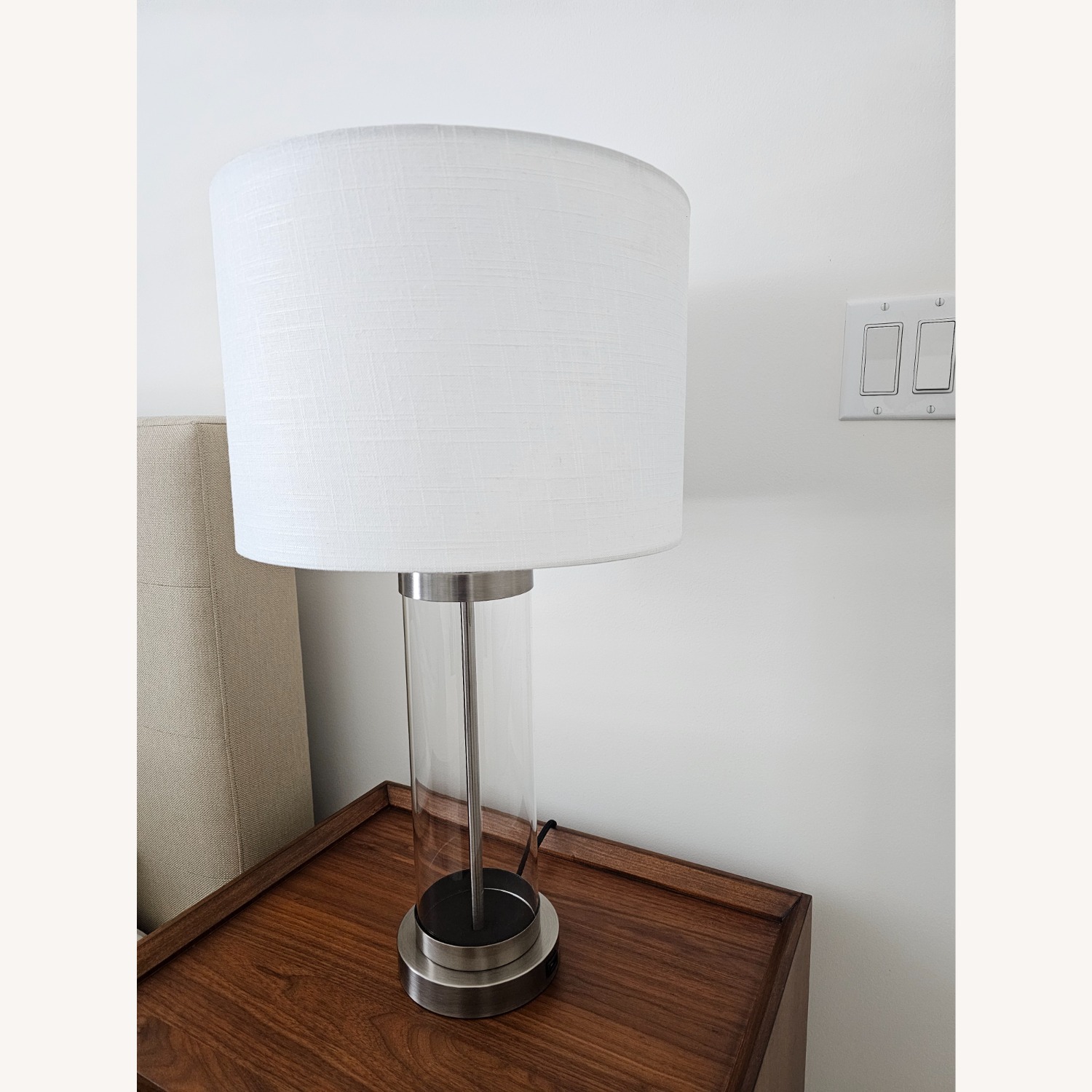 Crate & Barrel Nickel Glass Table Lamp - image-2