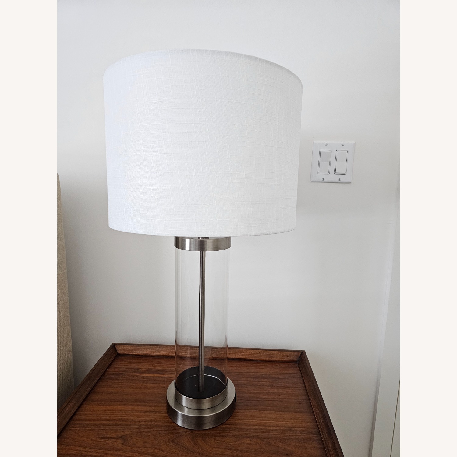 Crate & Barrel Nickel Glass Table Lamp - image-1