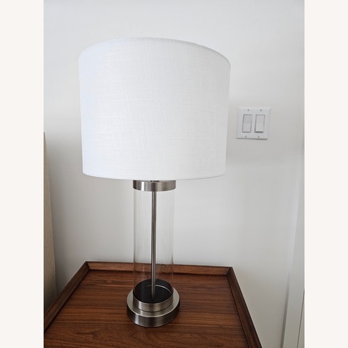 Used Crate & Barrel Nickel Glass Table Lamp for sale on AptDeco