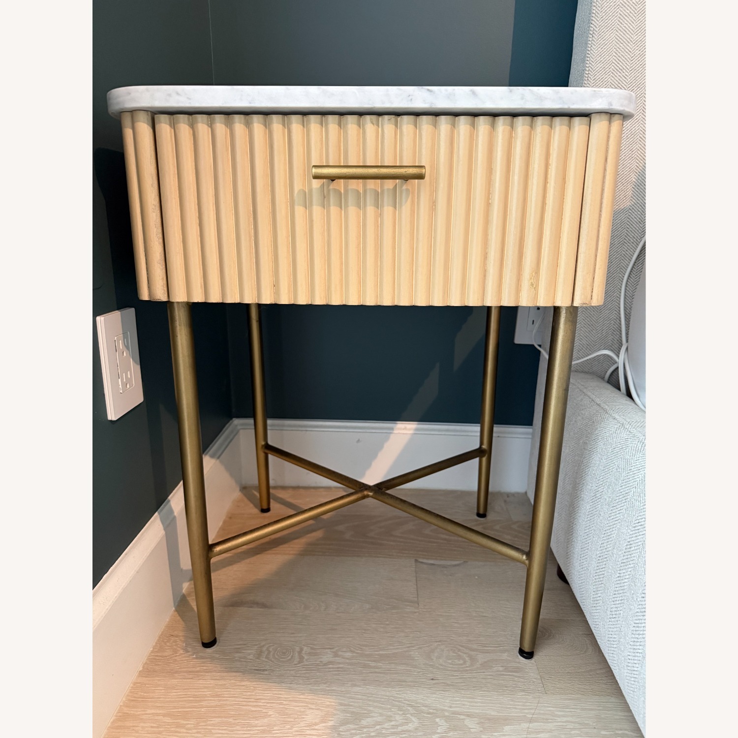 Crate & Barrel Marble Top Fayette Nightstand - image-4