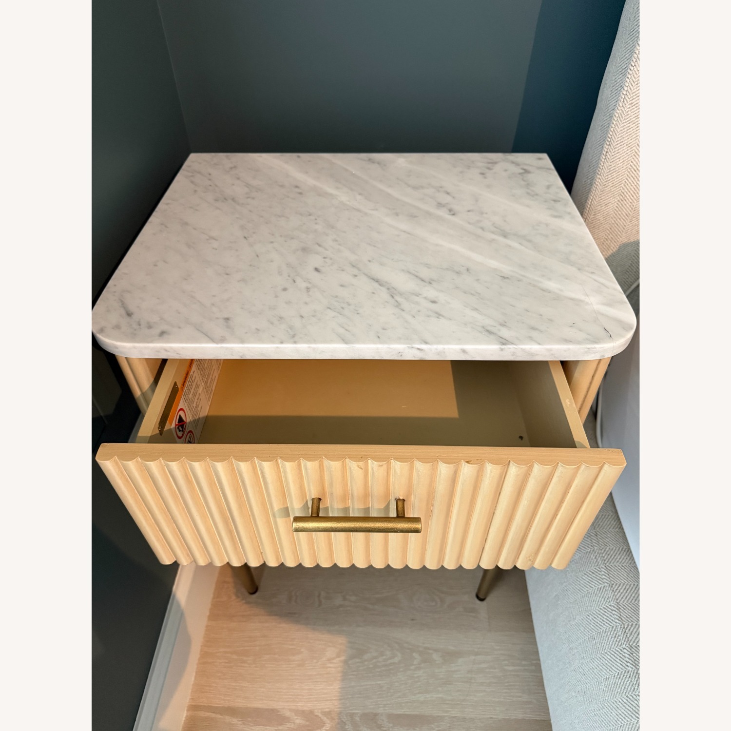 Crate & Barrel Marble Top Fayette Nightstand - image-5