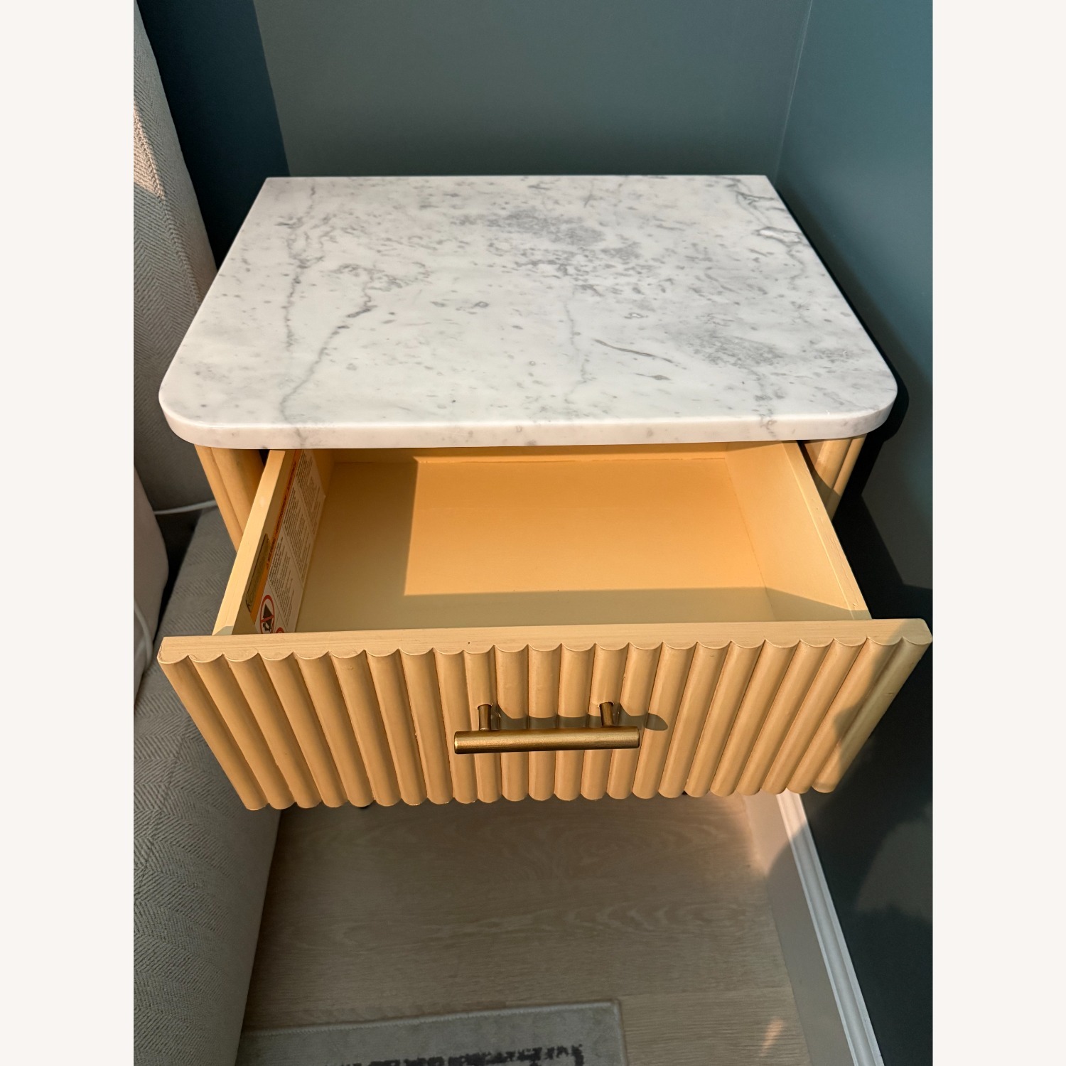 Crate & Barrel Marble Top Fayette Nightstand - image-6