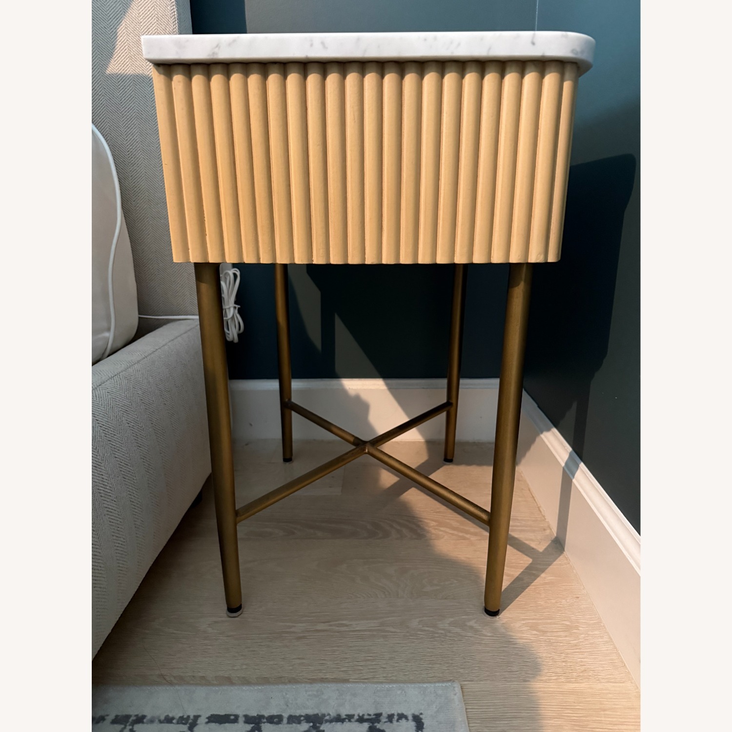 Crate & Barrel Marble Top Fayette Nightstand - image-3