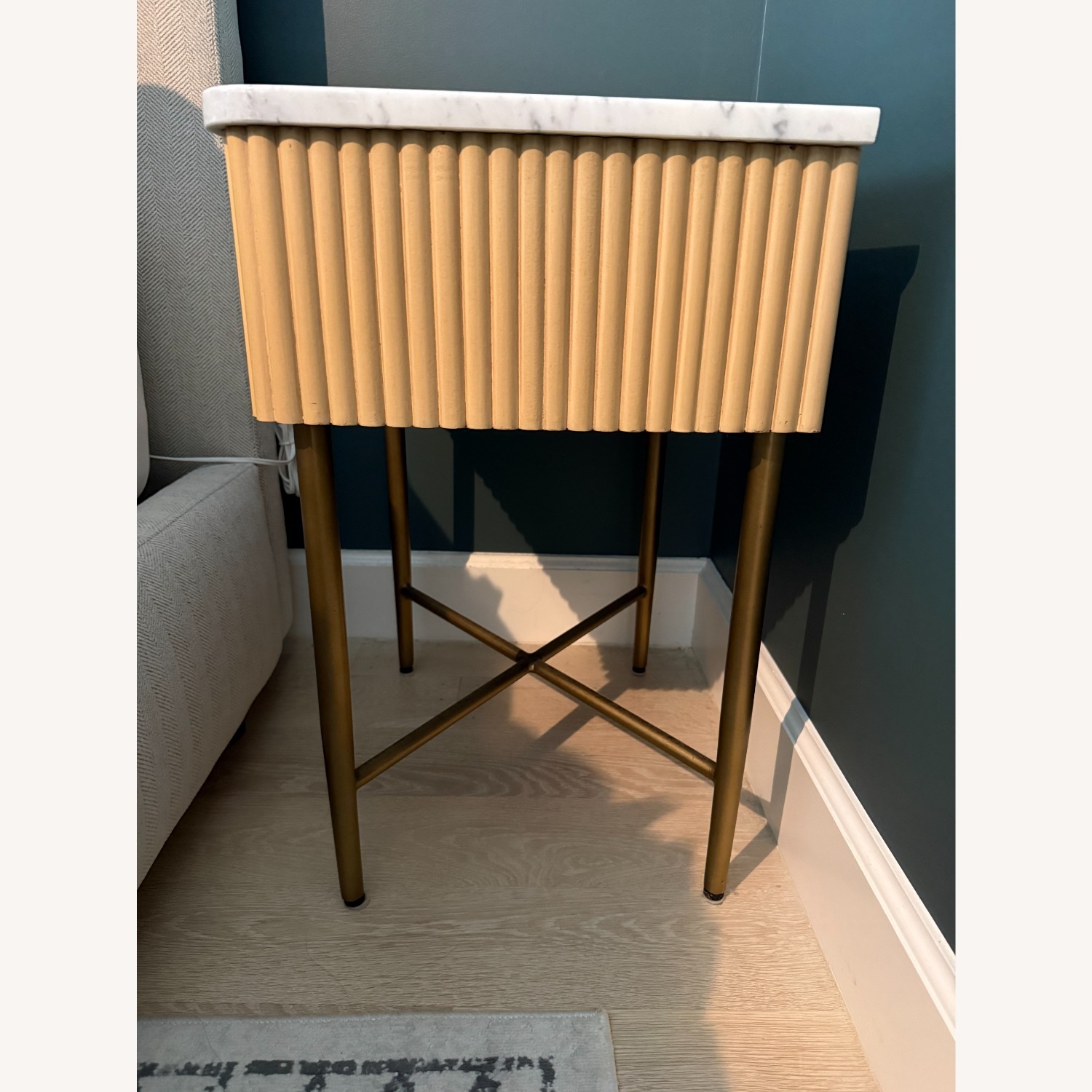 Crate & Barrel Marble Top Fayette Nightstand - image-2