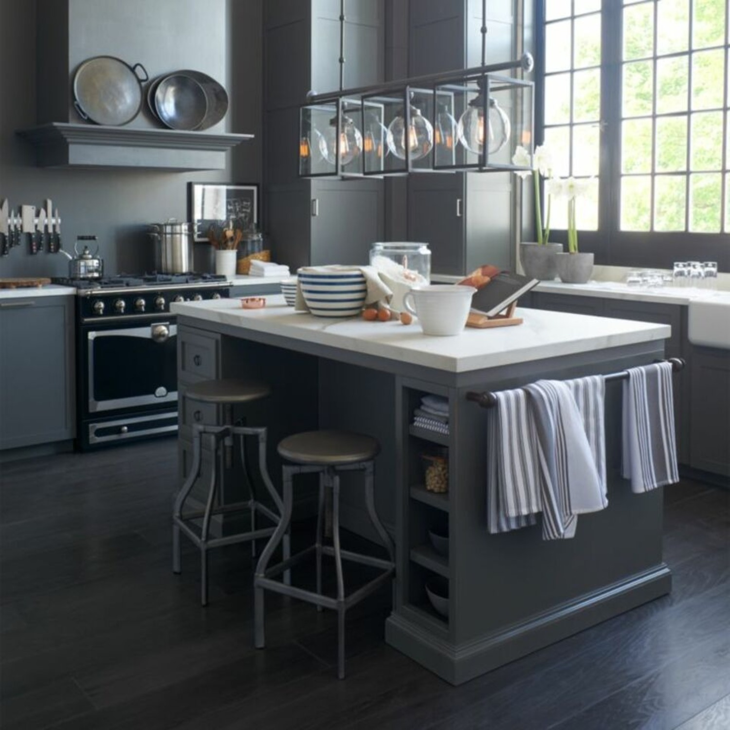 Crate & Barrel Silver Adjustable Metal Stools - image-6