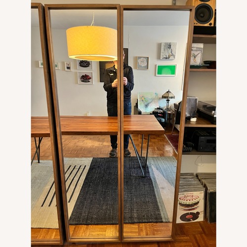 Used CB2 Reflection Wardrobe Dark Brown Wood Armoire for sale on AptDeco