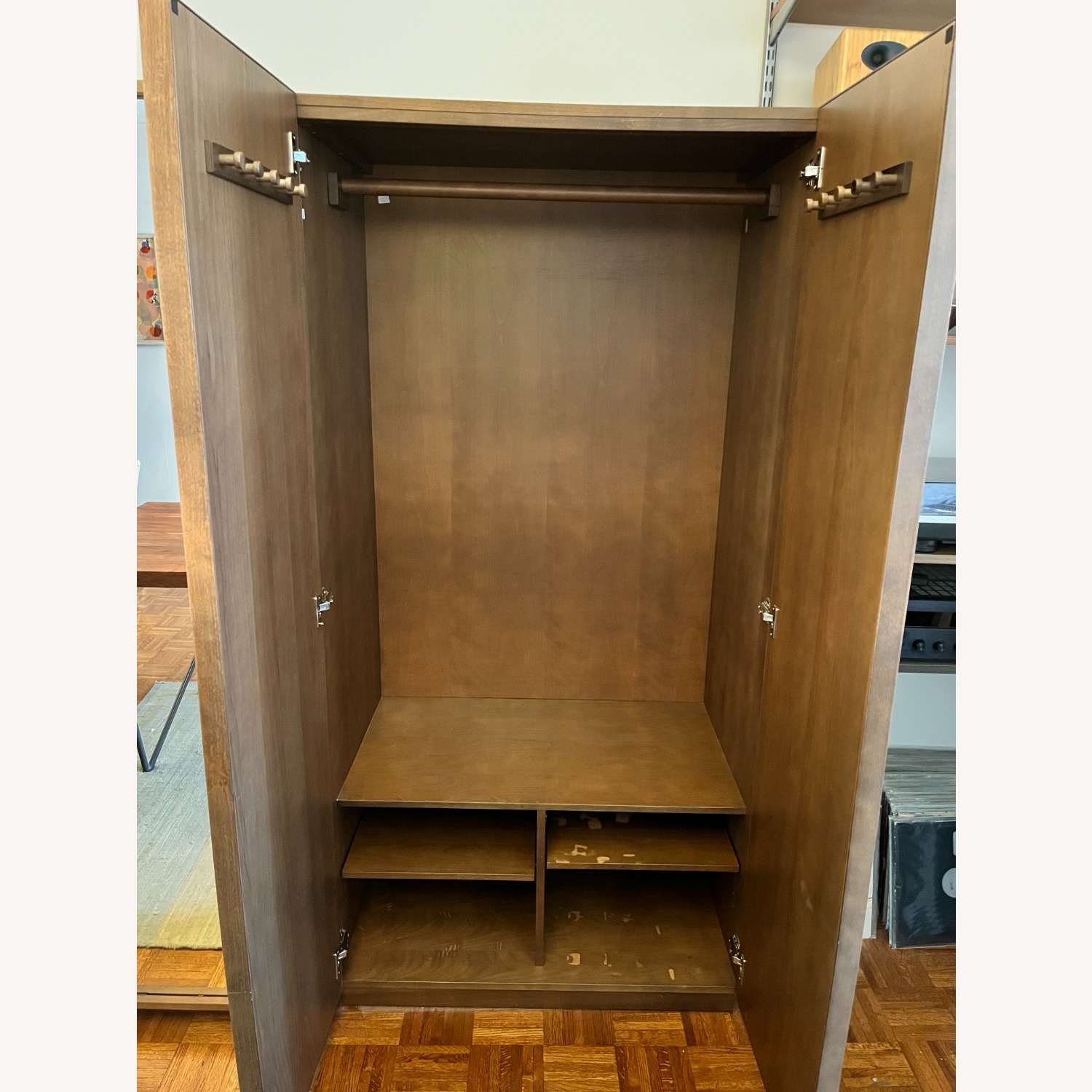 CB2 Reflection Wardrobe Dark Brown Wood Armoire - image-2