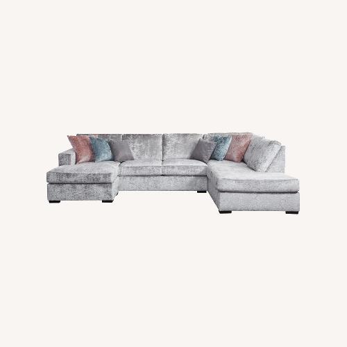 Used Teddy Silver Velvet 3+ Piece Sectional for sale on AptDeco