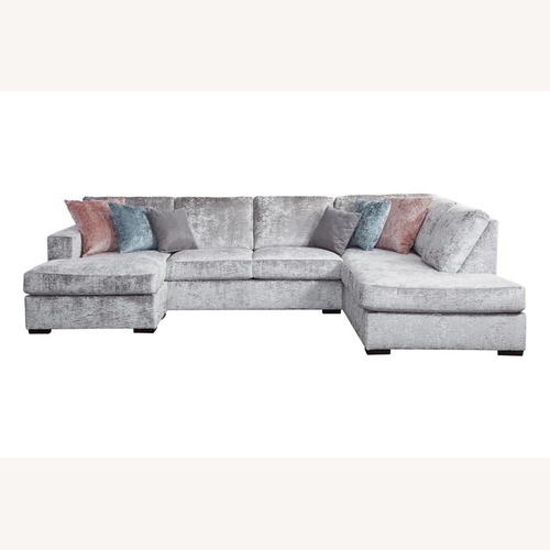 Used Teddy Silver Velvet 3+ Piece Sectional for sale on AptDeco