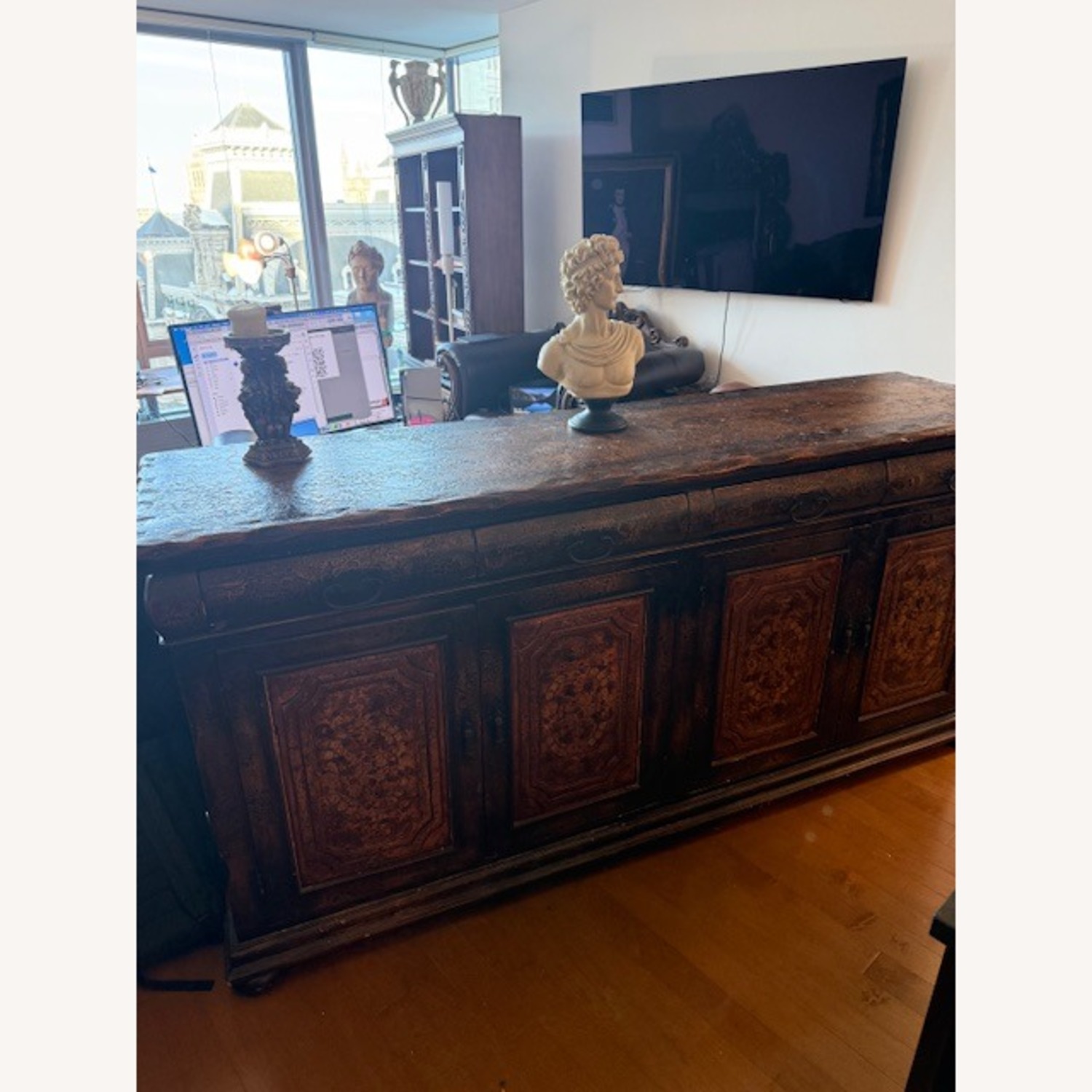 Massive Credenza Dark Brown Sideboard Console - image-2
