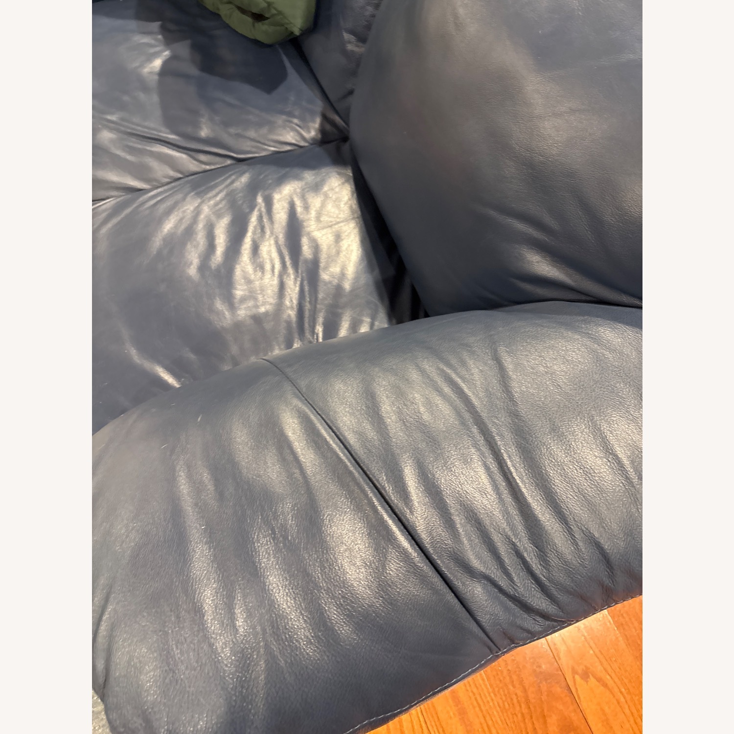 Blue Leather 2 Seater Sofa - image-3