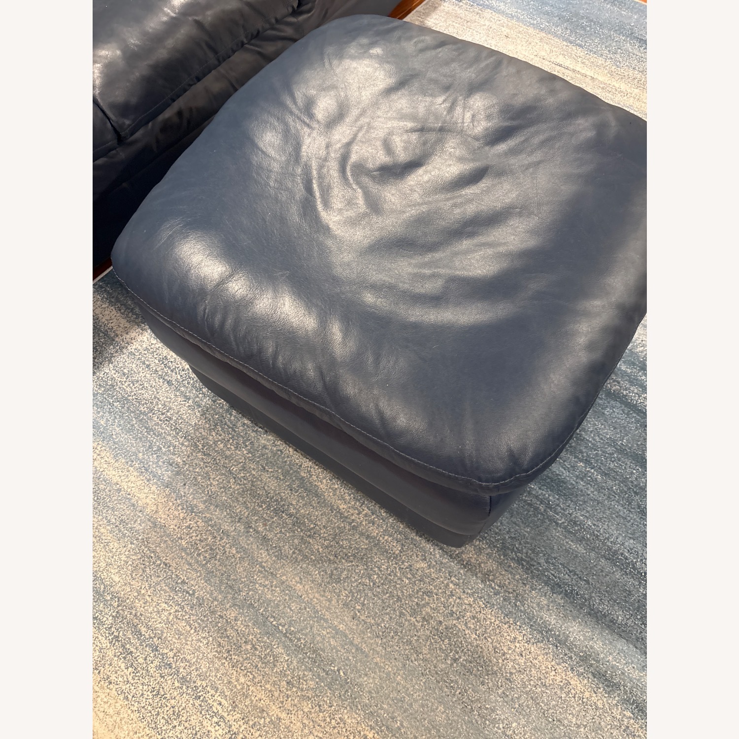 Blue Leather 2 Seater Sofa - image-4