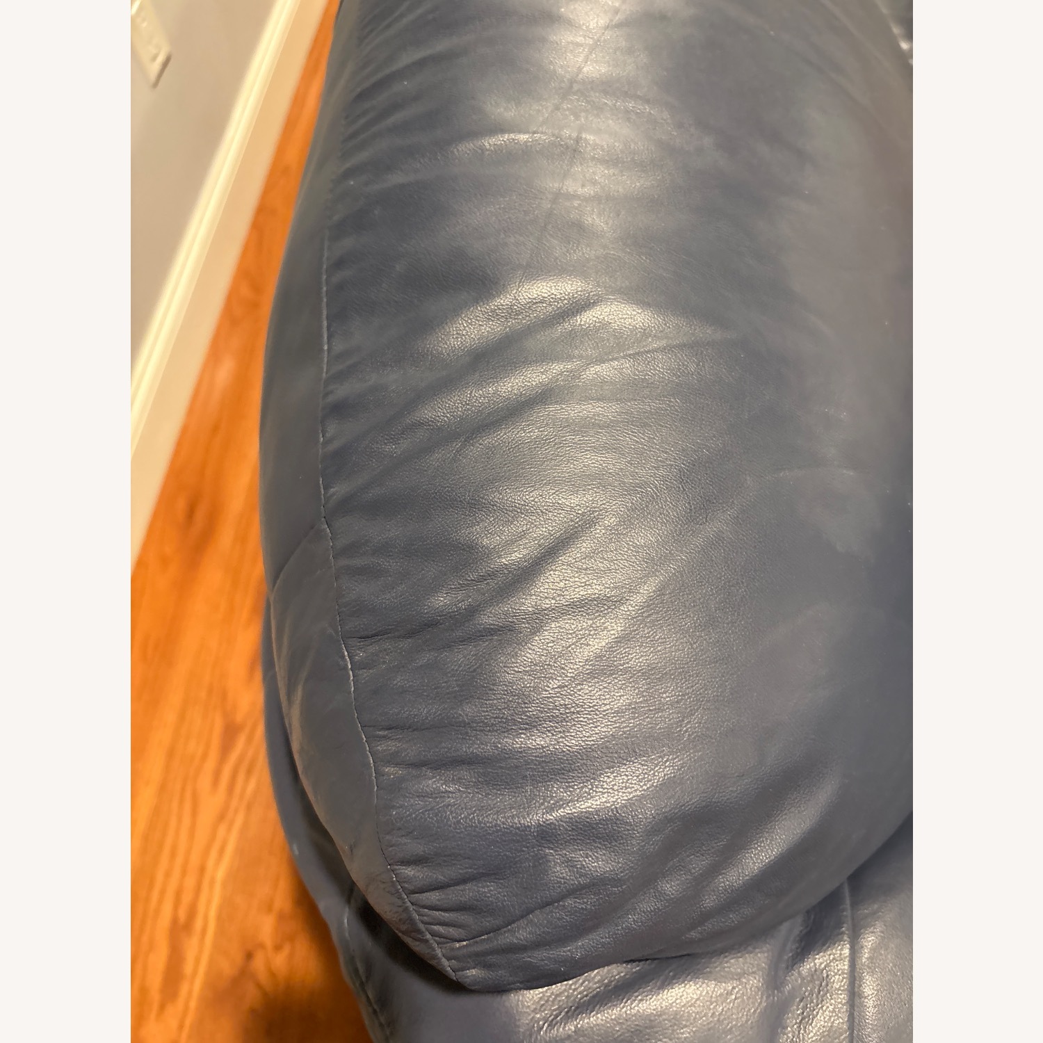 Blue Leather 2 Seater Sofa - image-6