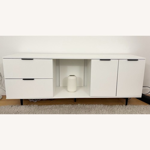 Used White Sleek Wooden TV Console for sale on AptDeco