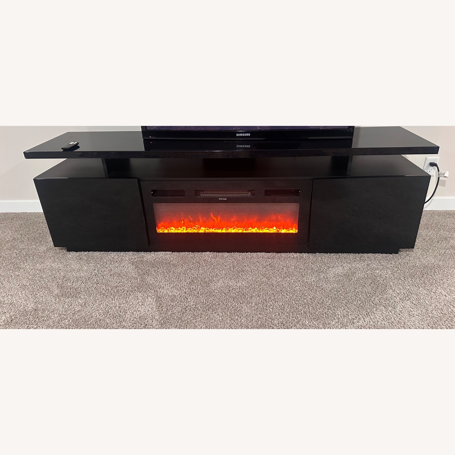 Wayfair Black TV Stand with Built in Fireplace - image-1