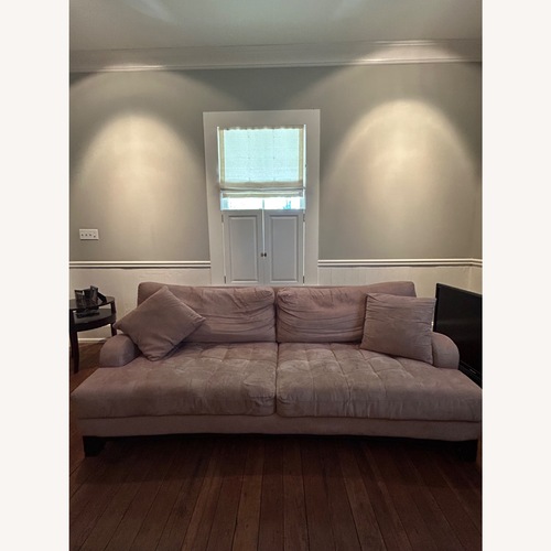 Used Macy's Natural Microsuede 3+ Seater Sofa for sale on AptDeco