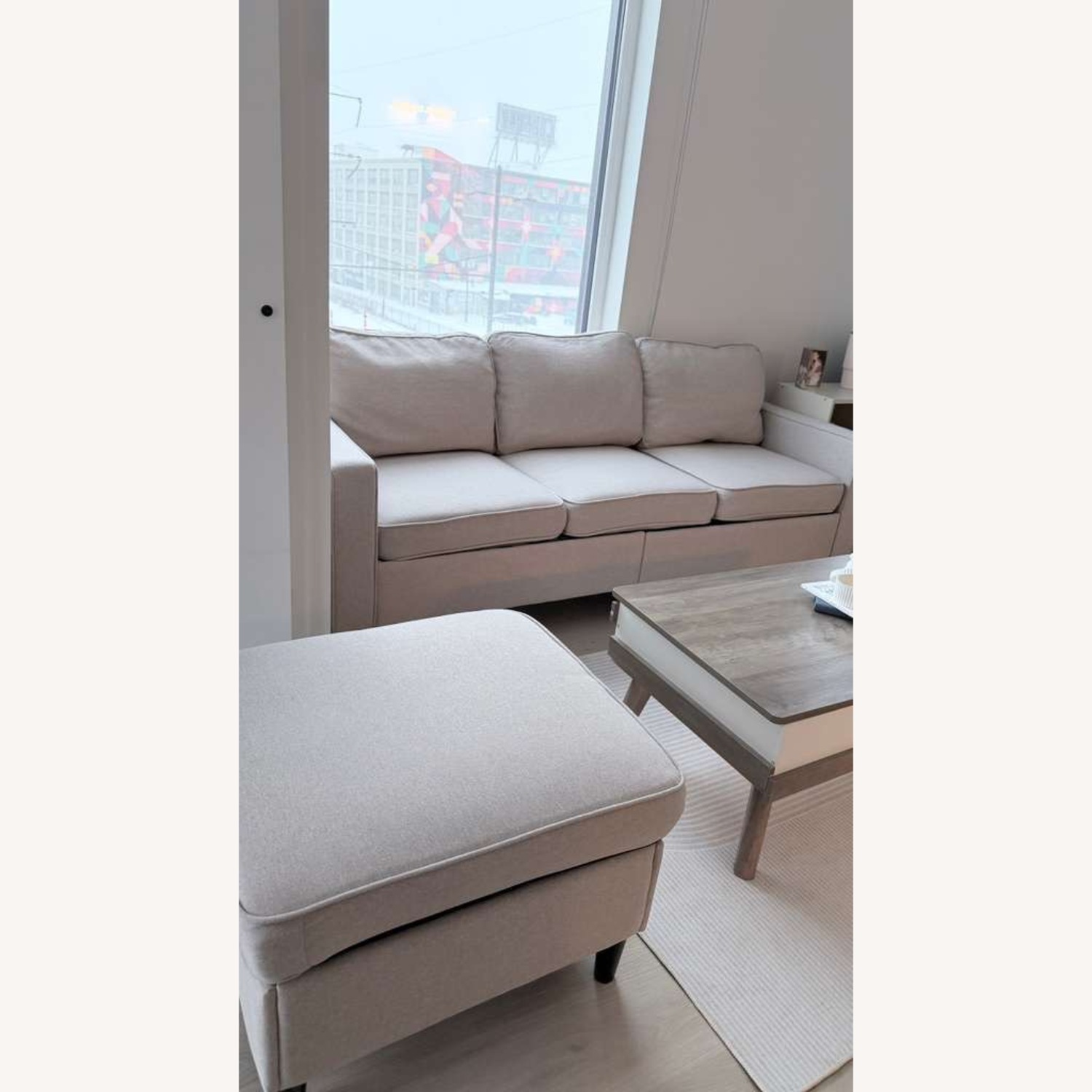 Amazon White Fabric 3+ Seater Sofa - image-1