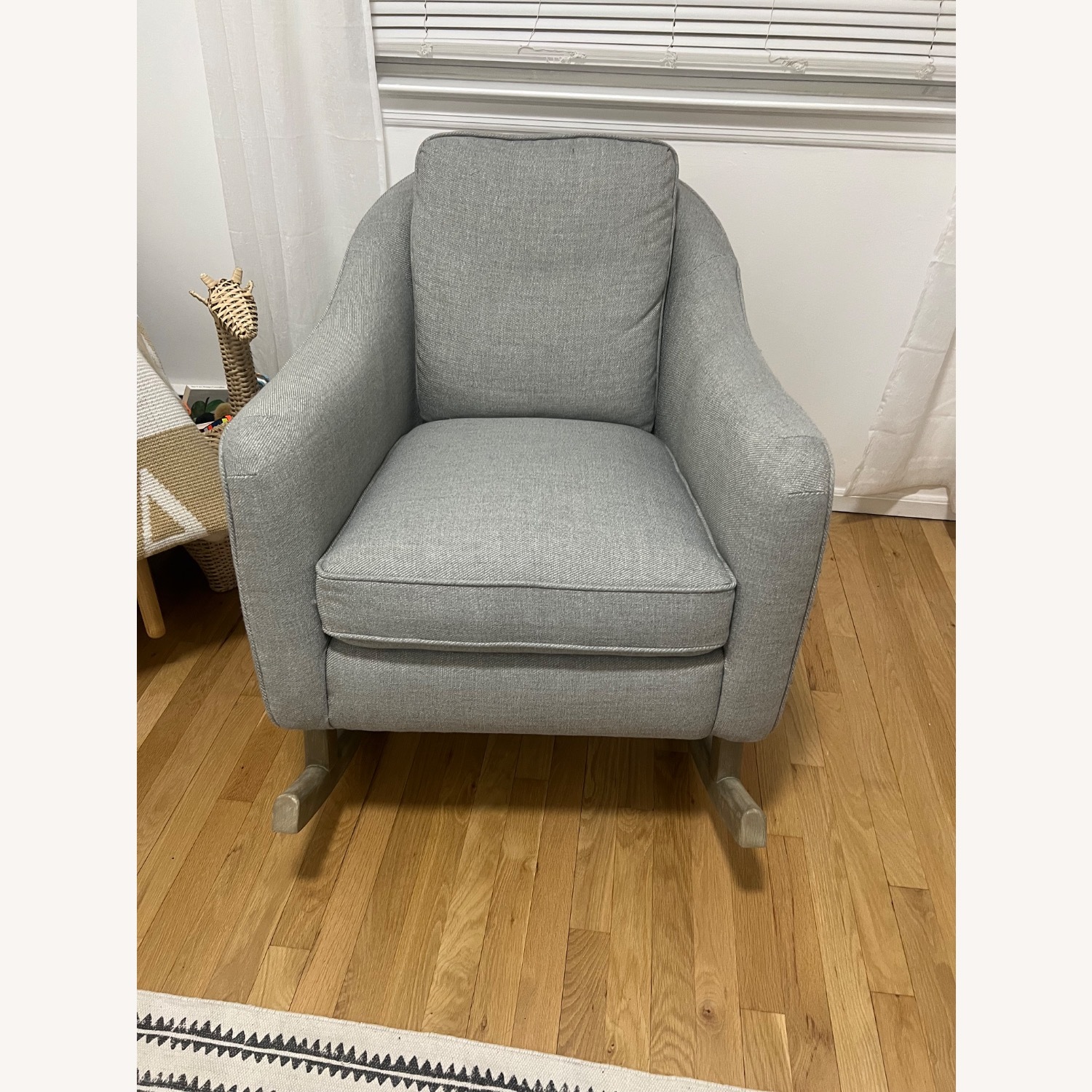 Pottery Barn Kids Muir Light Gray Wood Nursing Chair - image-1