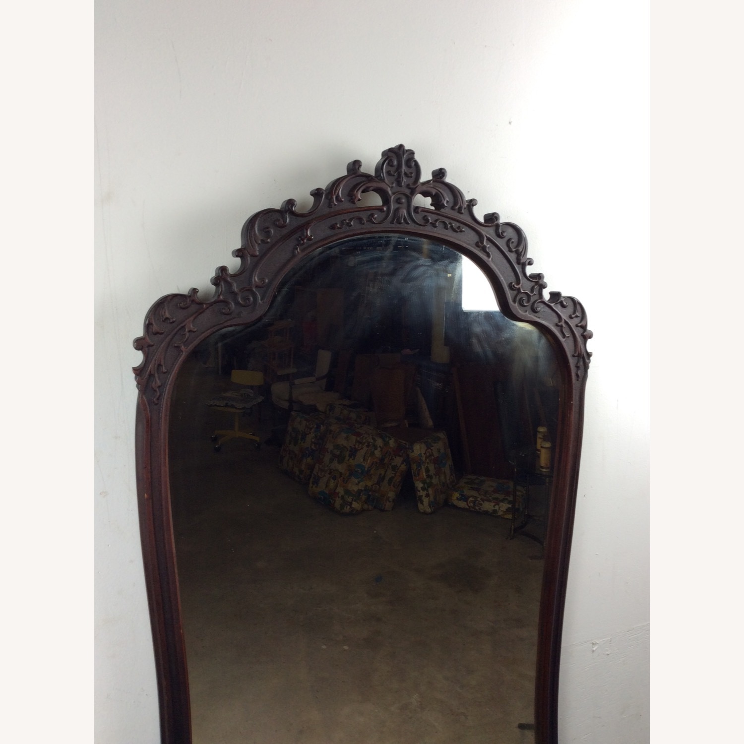 Antique Wall Mirror with Ornate Carved Wood Frame - image-5
