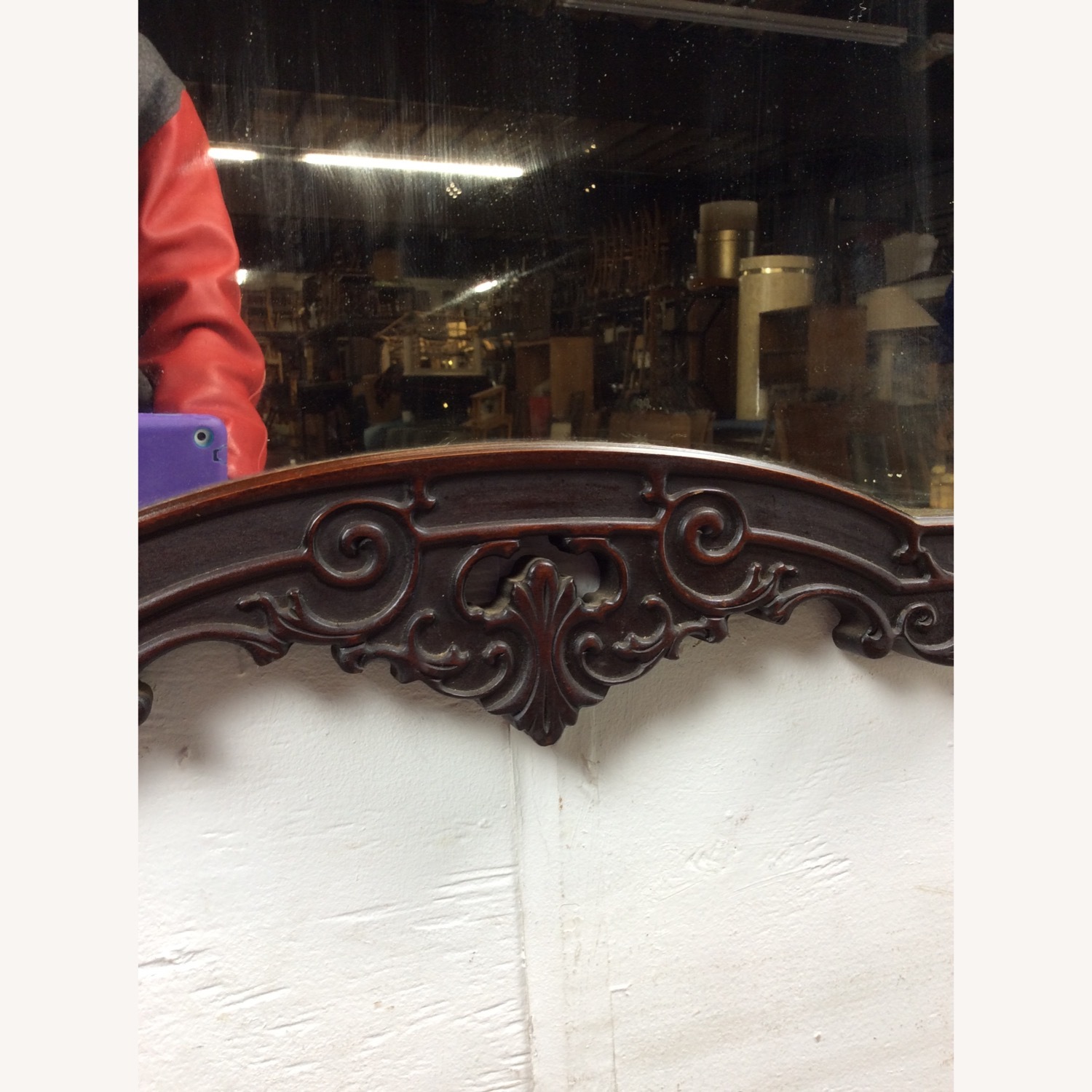 Antique Wall Mirror with Ornate Carved Wood Frame - image-9