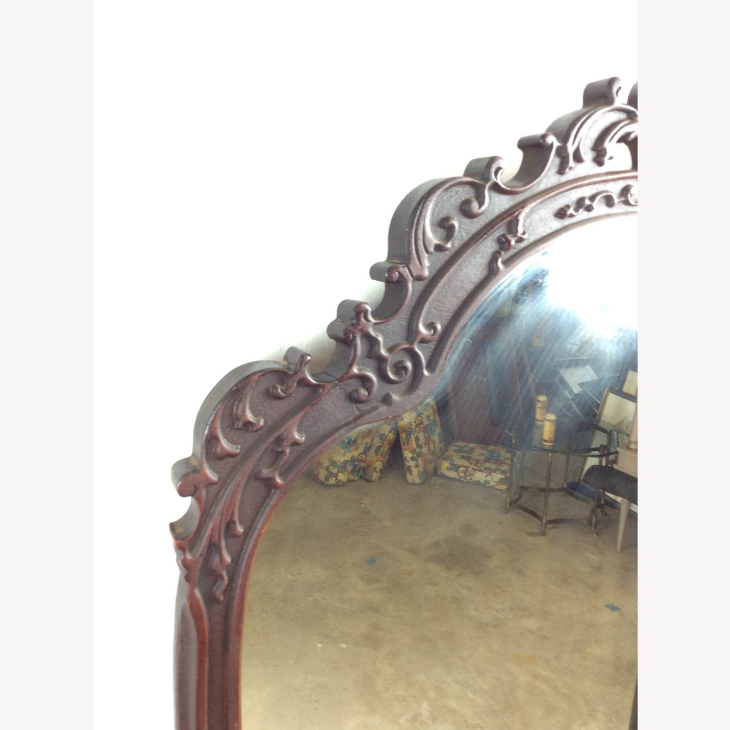 Antique Wall Mirror with Ornate Carved Wood Frame - image-6