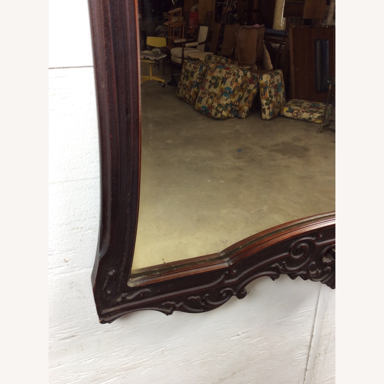 Antique Wall Mirror with Ornate Carved Wood Frame - image-11