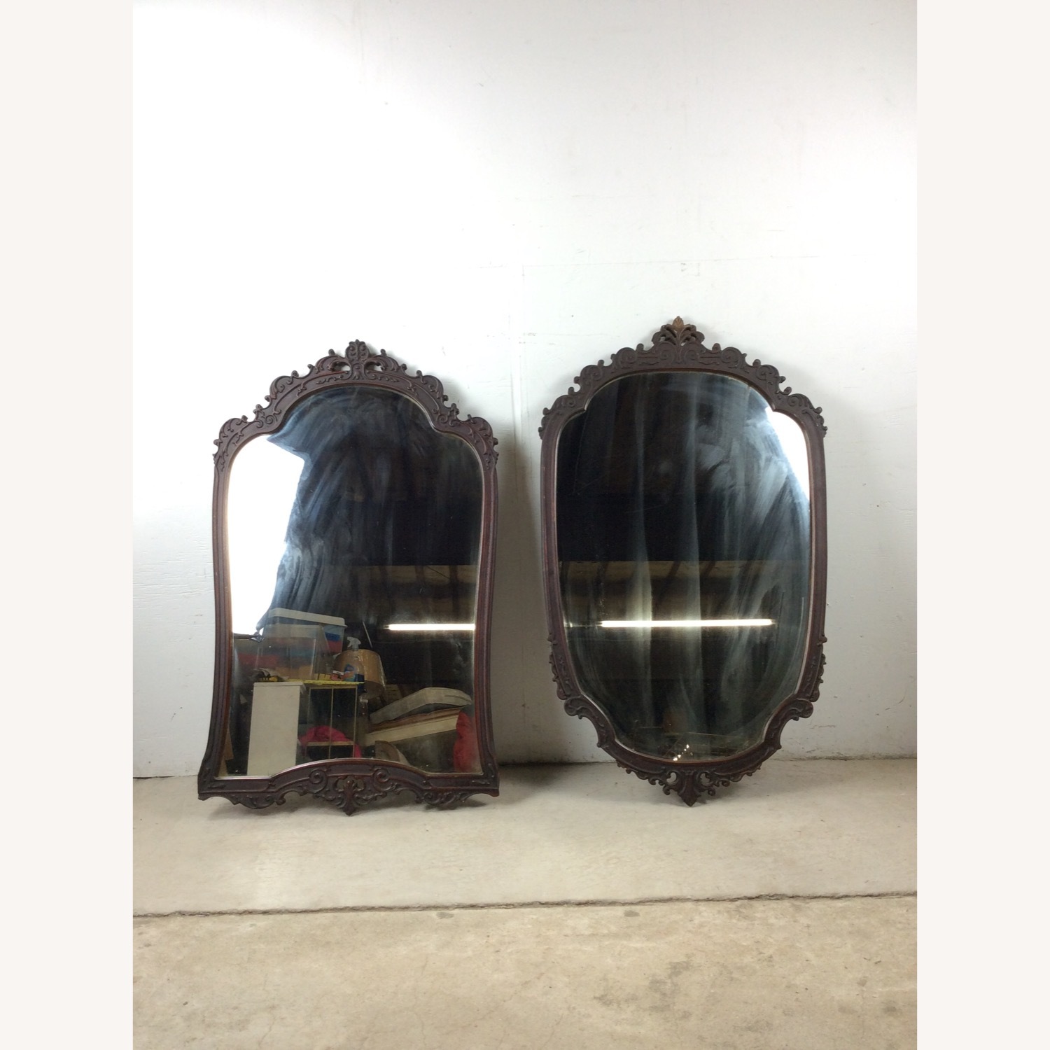 Antique Wall Mirror with Ornate Carved Wood Frame - image-14