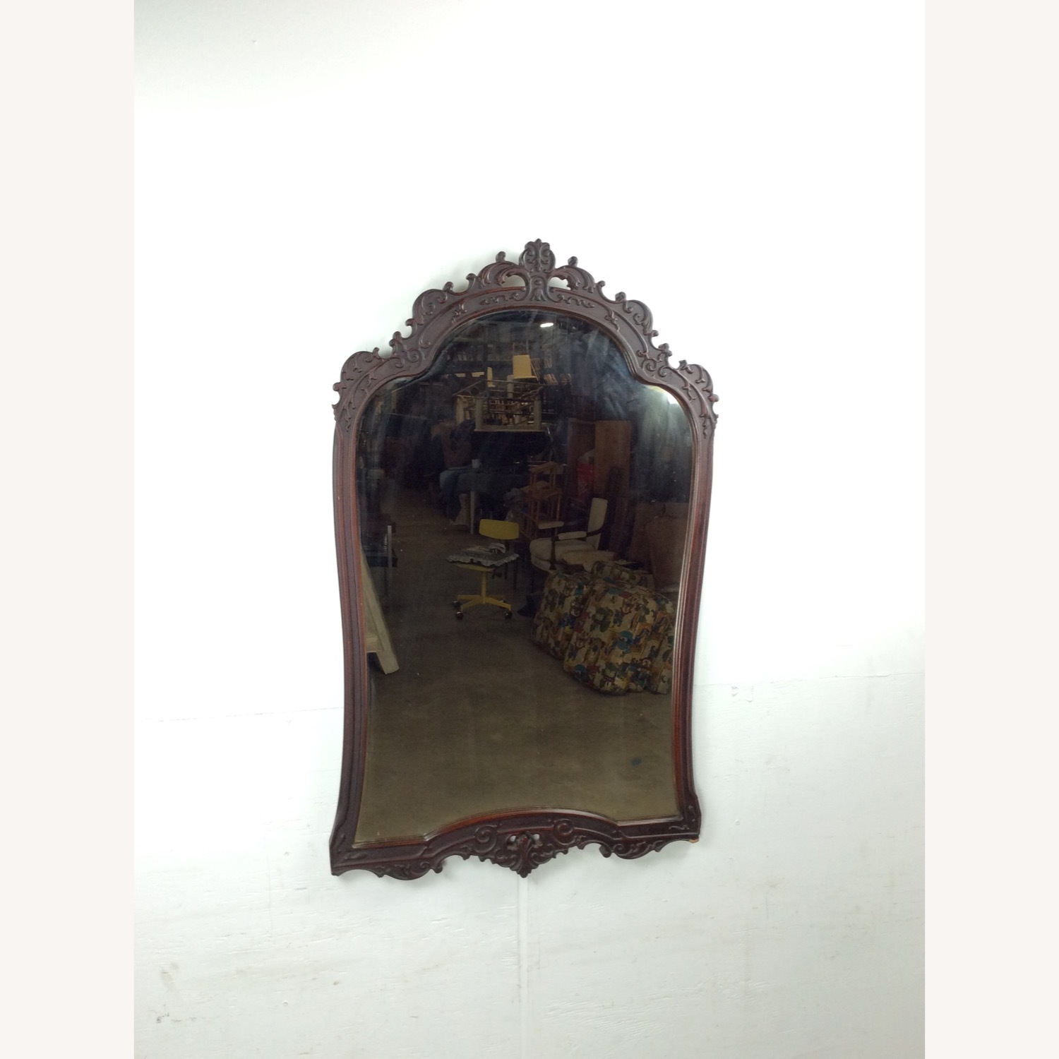 Antique Wall Mirror with Ornate Carved Wood Frame - image-3
