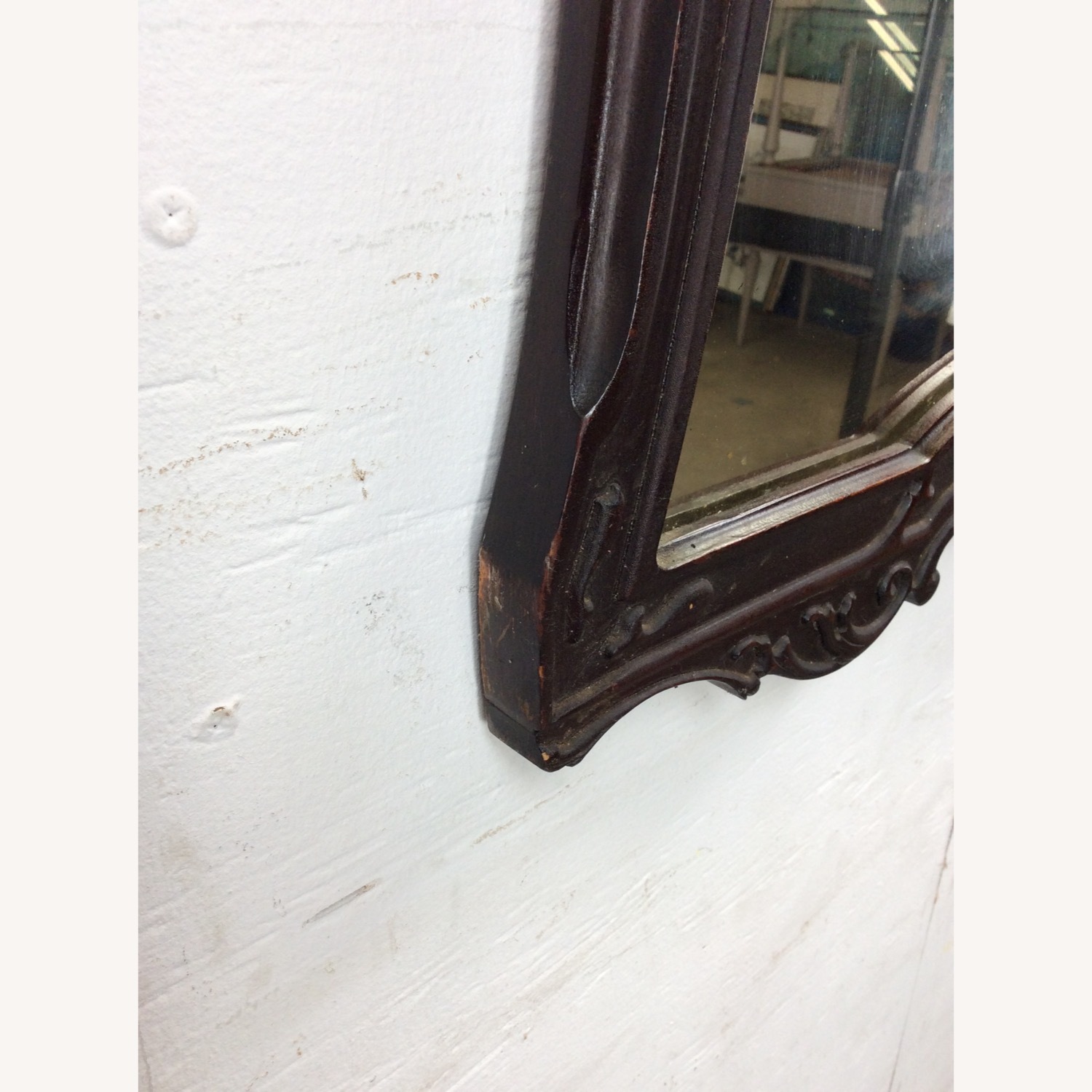 Antique Wall Mirror with Ornate Carved Wood Frame - image-13