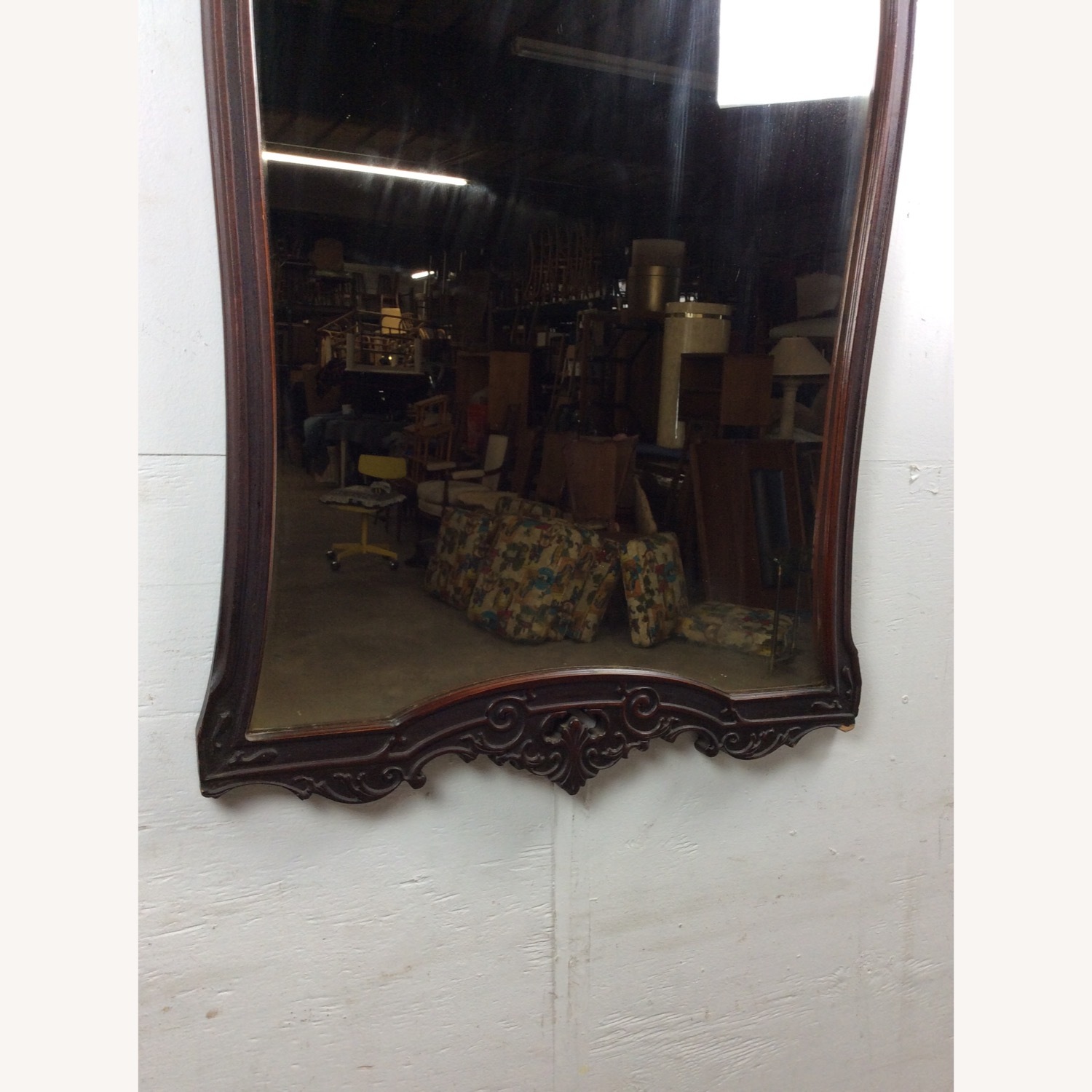 Antique Wall Mirror with Ornate Carved Wood Frame - image-4