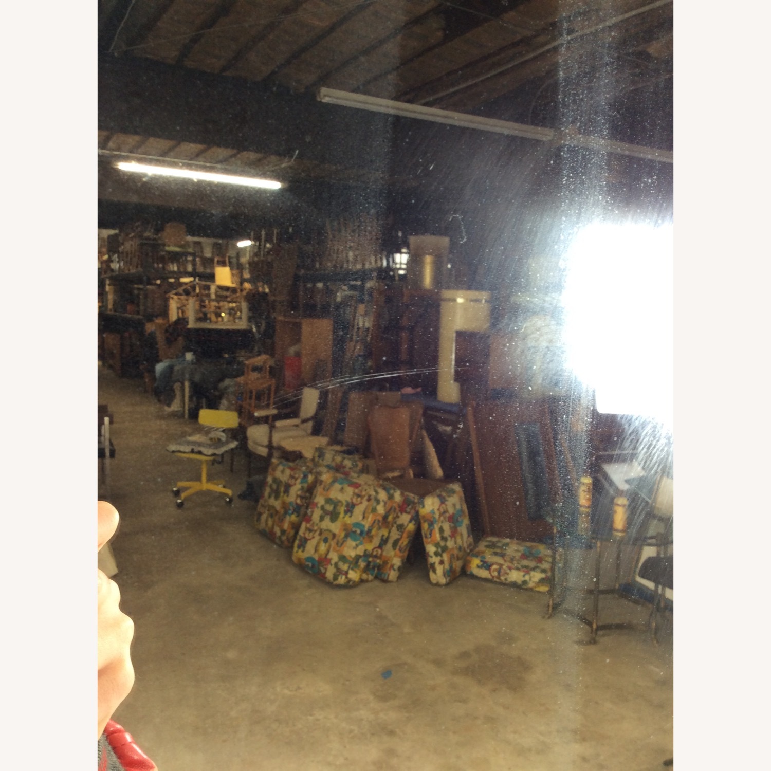 Antique Wall Mirror with Carved Wood Oval Frame - image-11