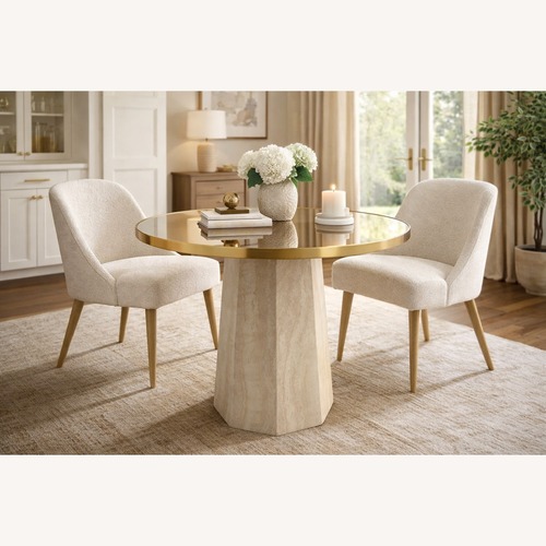 Used Arhaus Sculptural Stone Pedestal Table — 38" for sale on AptDeco