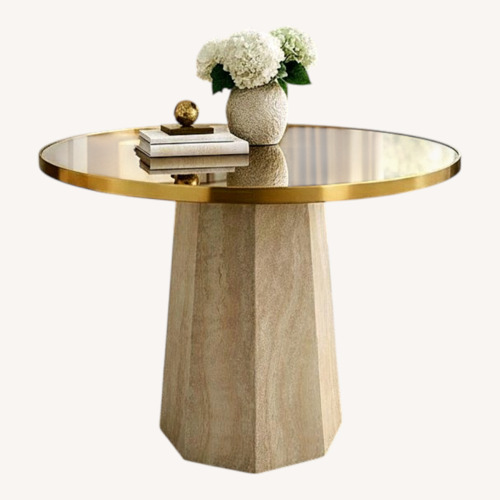 Used Arhaus Sculptural Stone Pedestal Table — 38" for sale on AptDeco