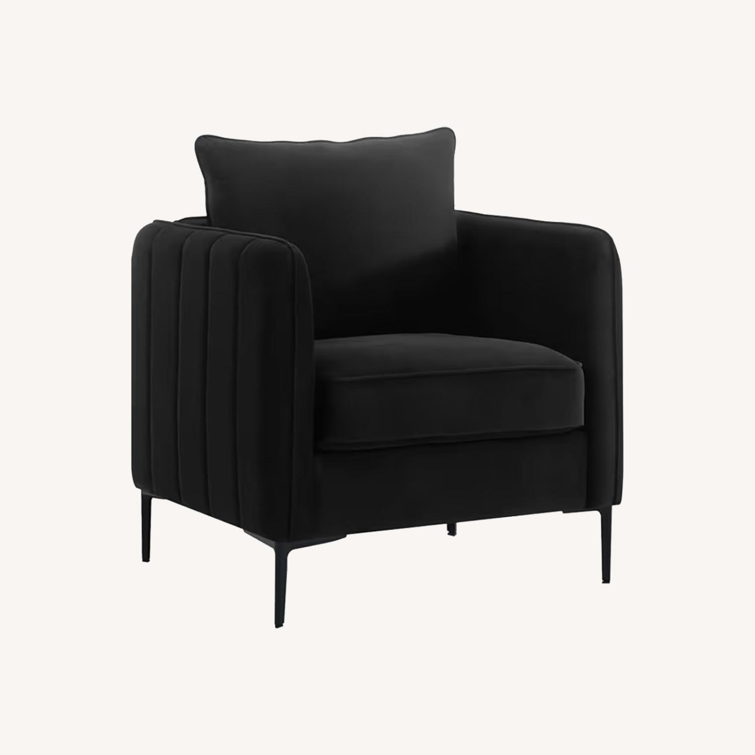 Amazon Black Velvet Accent Chair - image-0